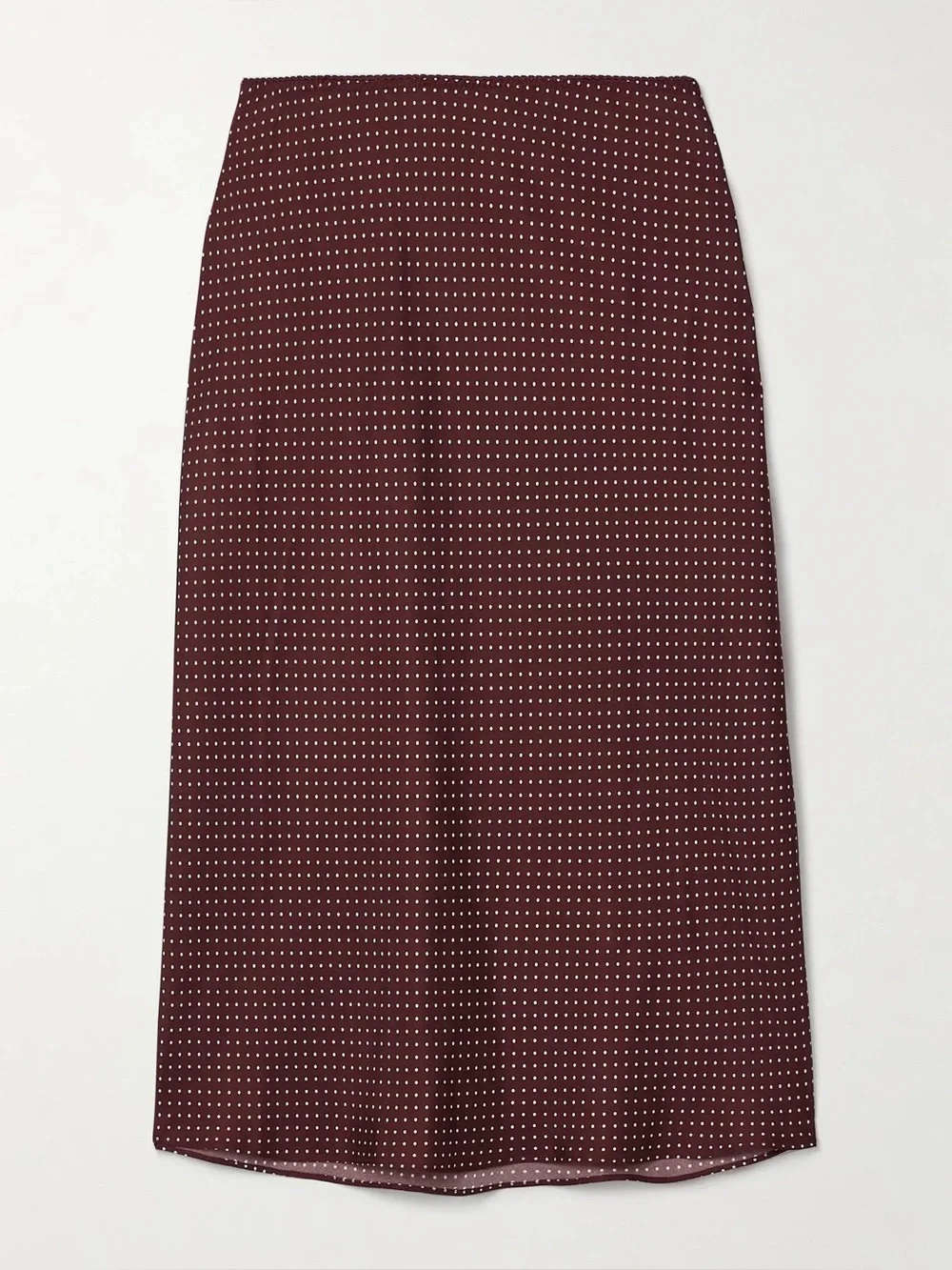 NWT Doen Elowette Silk Bias Slip Long Midi Skirt Burgundy Colette Dot Polka Red